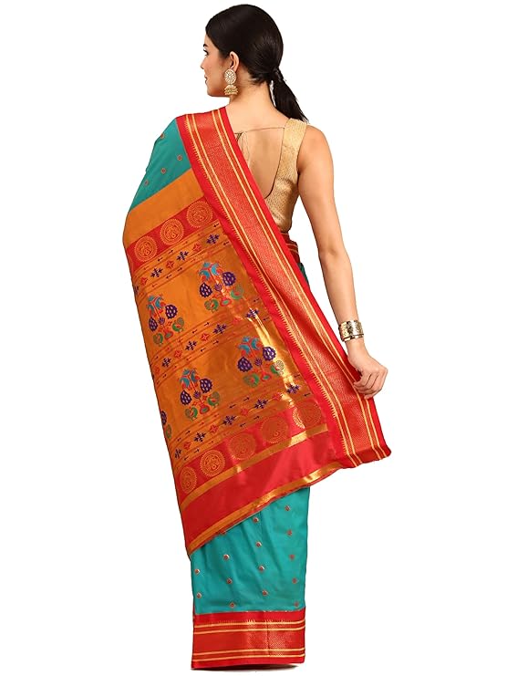 Varkala Silk Sarees Women's Paithani Soft Silk Kadiyal Maharani Saree With unstitched Blouse Piece | Traditional Stylish Saree | Gifting for Women | Indian look