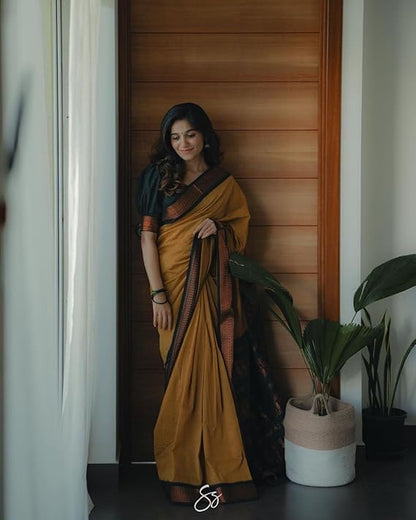 Paramparik Textile Women's Kanjivaram Soft Silk Saree For Wedding Banarasi Style Sari With Blouse Piece