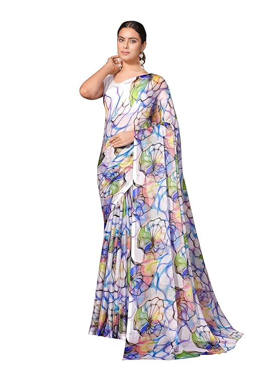 Garden Vareli Floral Print Chiffon Saree